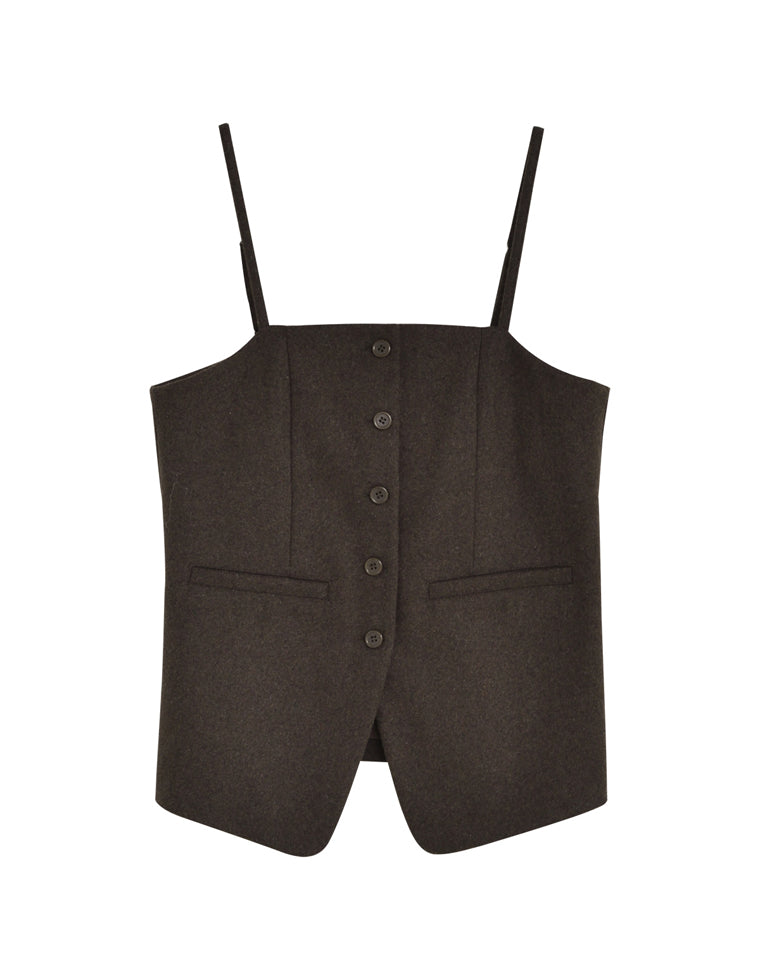 ウールライクフロントボタンキャミビスチェ