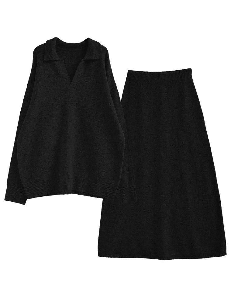 カシミヤタッチスキッパーニット×スカート