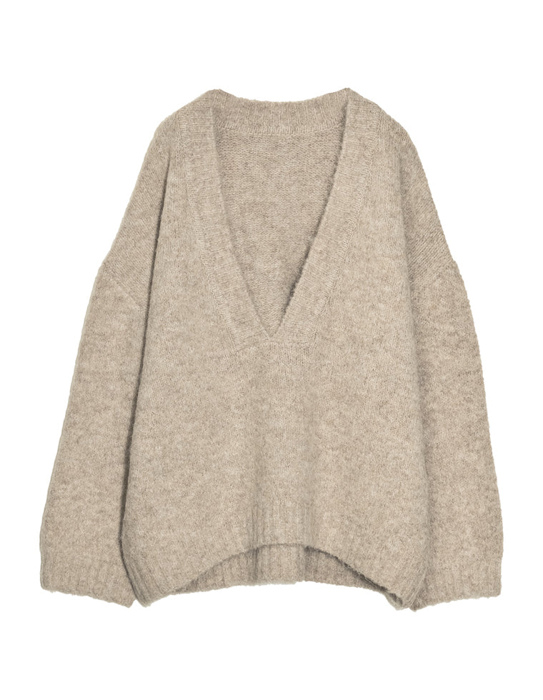 起毛MIXブークレニットトップス