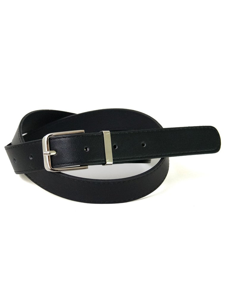 フェイクレザーシルバーバックルベルト