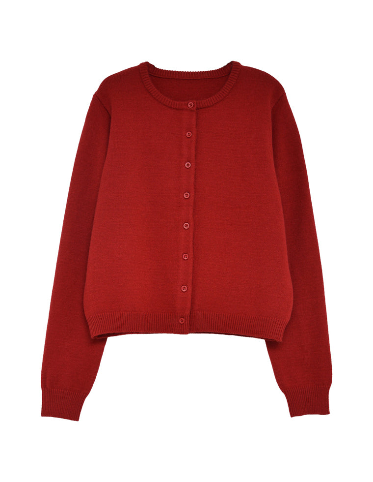 配色アルパカタッチニットカーディガン