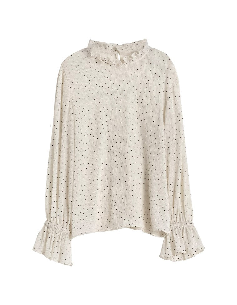 楊柳シフォンハイネックブラウス