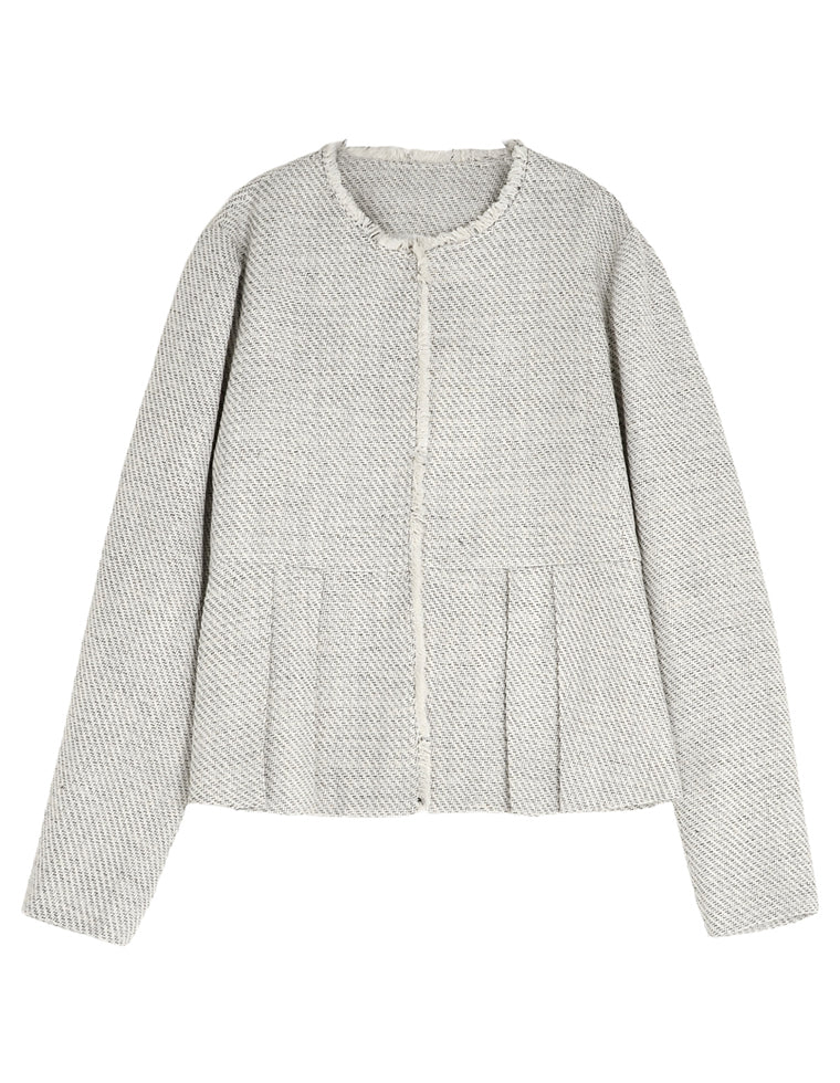 ツイードノーカラーぺプラムジャケット