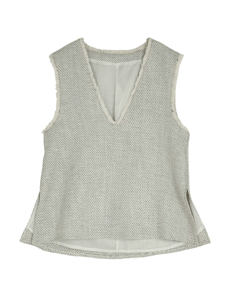 モノトーンツイードVネックベスト