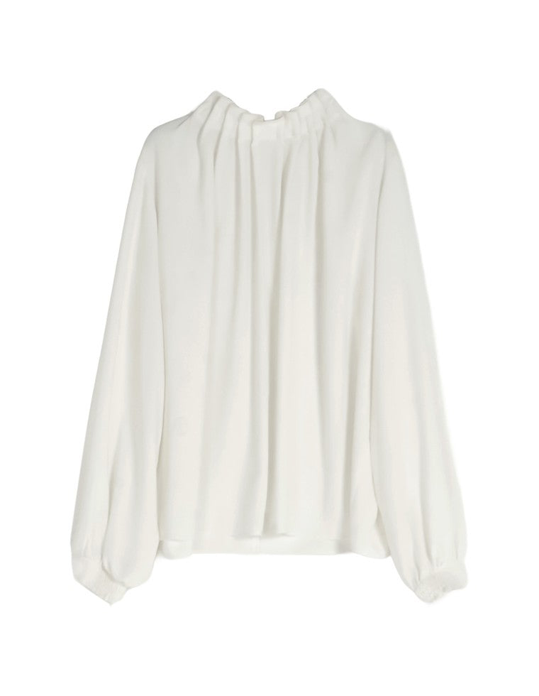 襟タックスタンドカラーブラウス