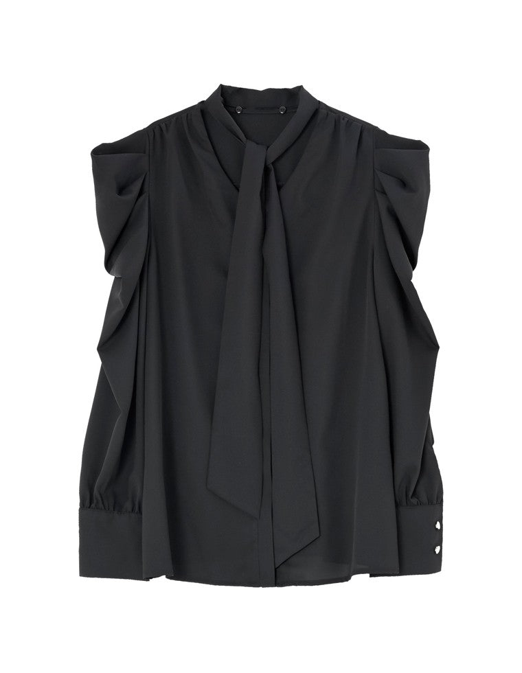 パワショルVネックボウタイブラウス