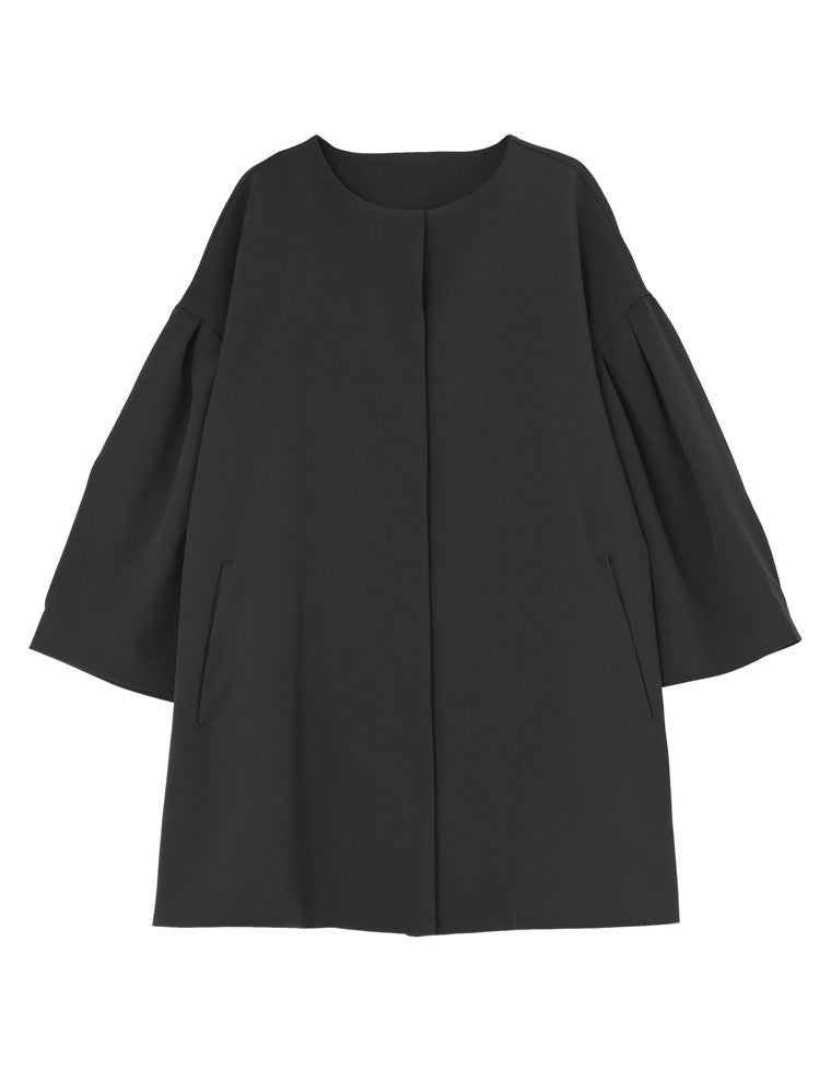 バレルスリーブノーカラーミドルジャケット