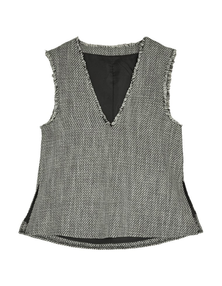 モノトーンツイードVネックベスト