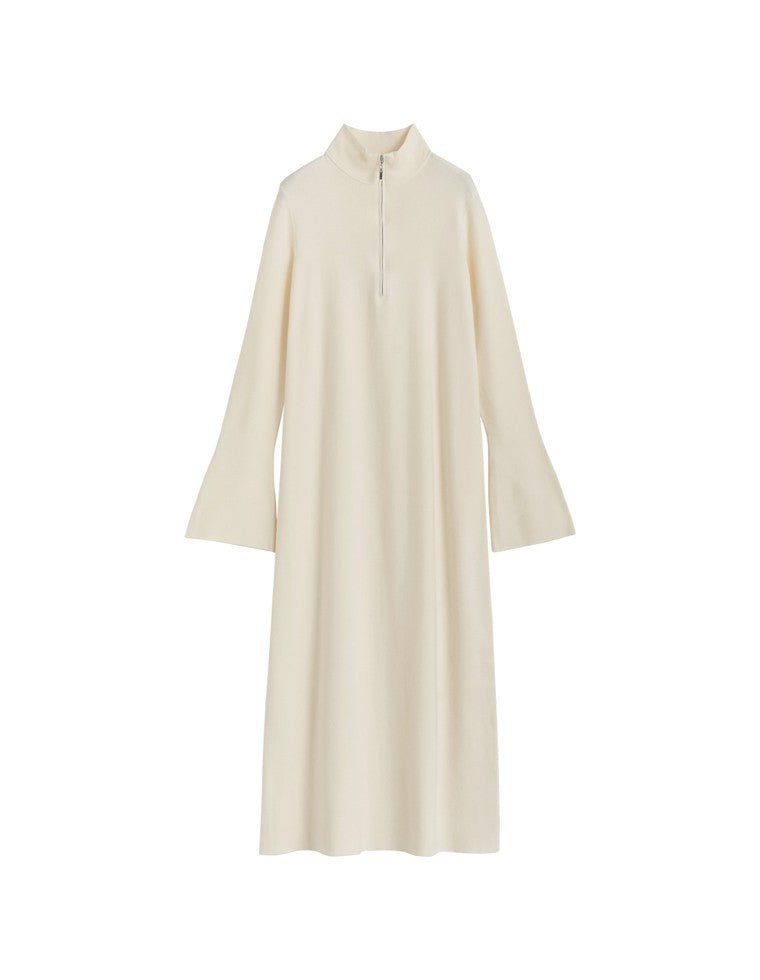 ミラノリブハーフジップニットワンピース
