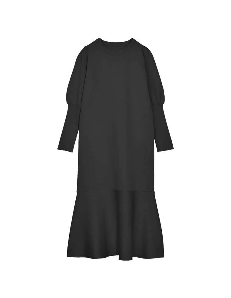 パフスリーブスポンジニットワンピース