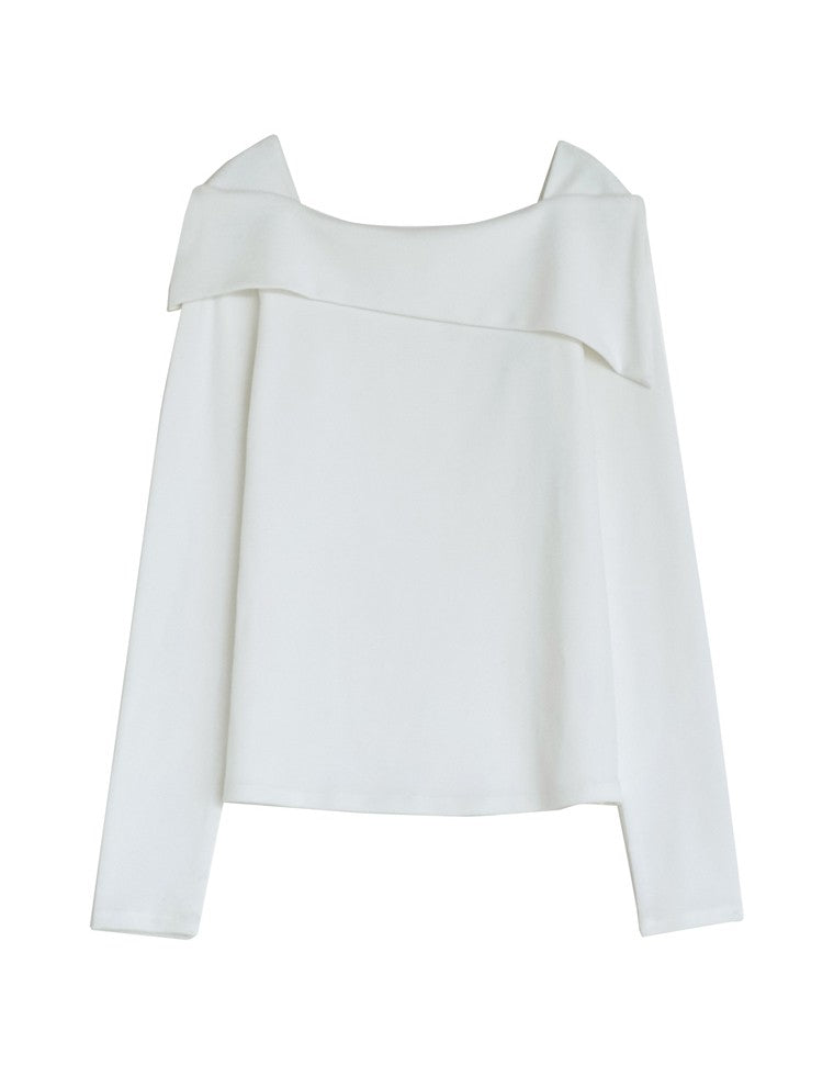 スムースリブアシンメトリーオフショルダートップス