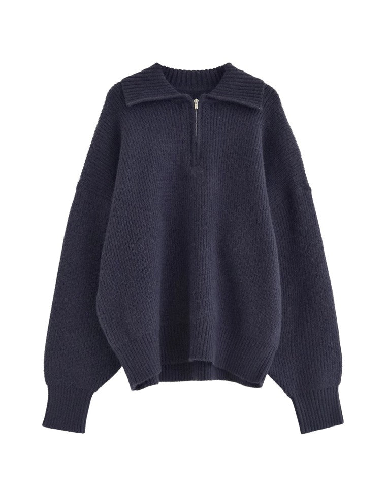 静電気防止ハーフジップニットプルオーバー