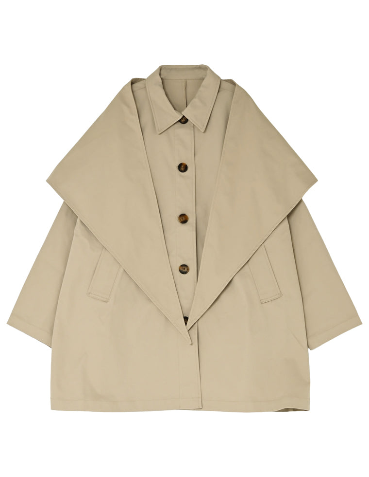 ミリタリーツイルスカーフ付きミドルコート