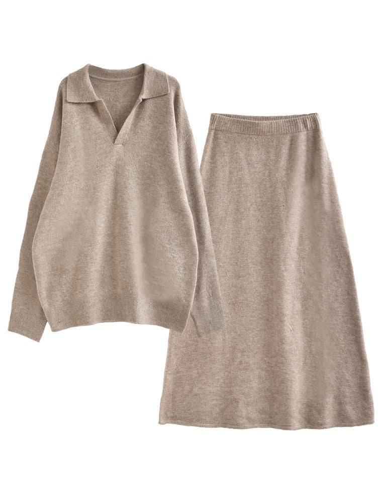 カシミヤタッチスキッパーニット×スカート