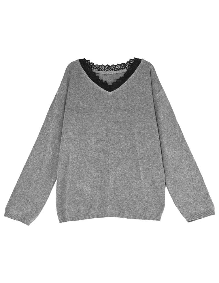 レースVネックニットチュニック