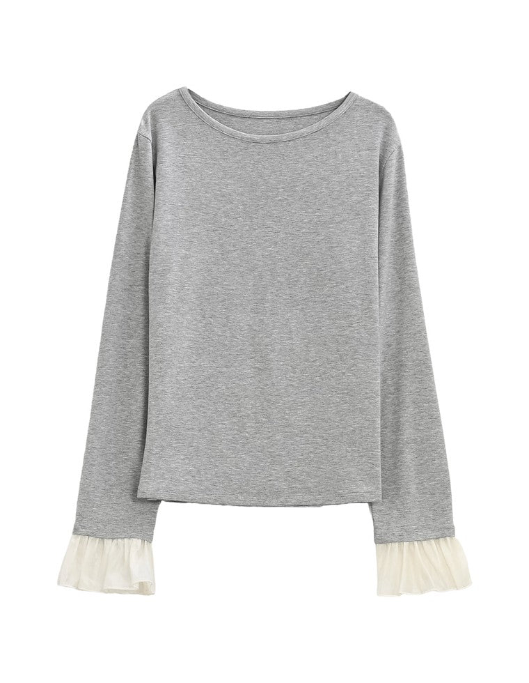 アンチピリング袖シアーフレアトップス