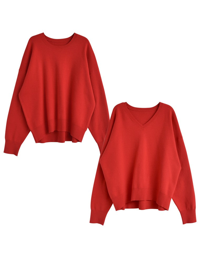 選べるネックスウェットニットトップス