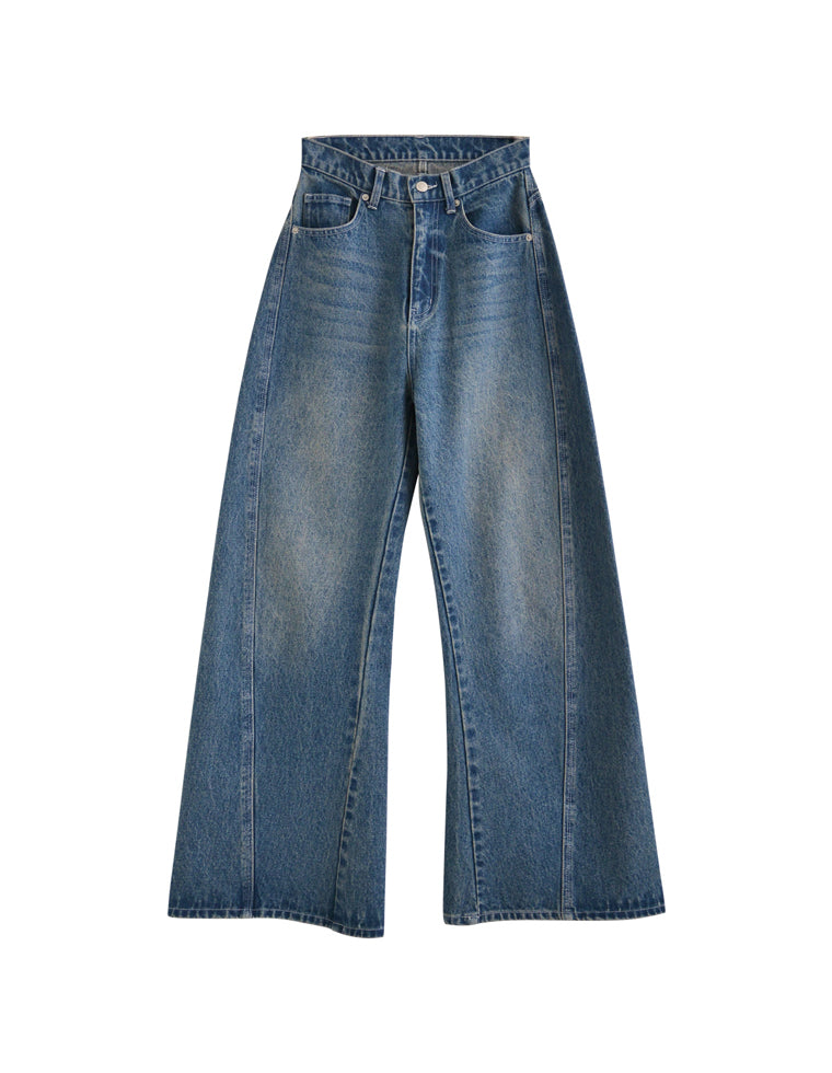 サイド切り替えコットンデニムパンツ