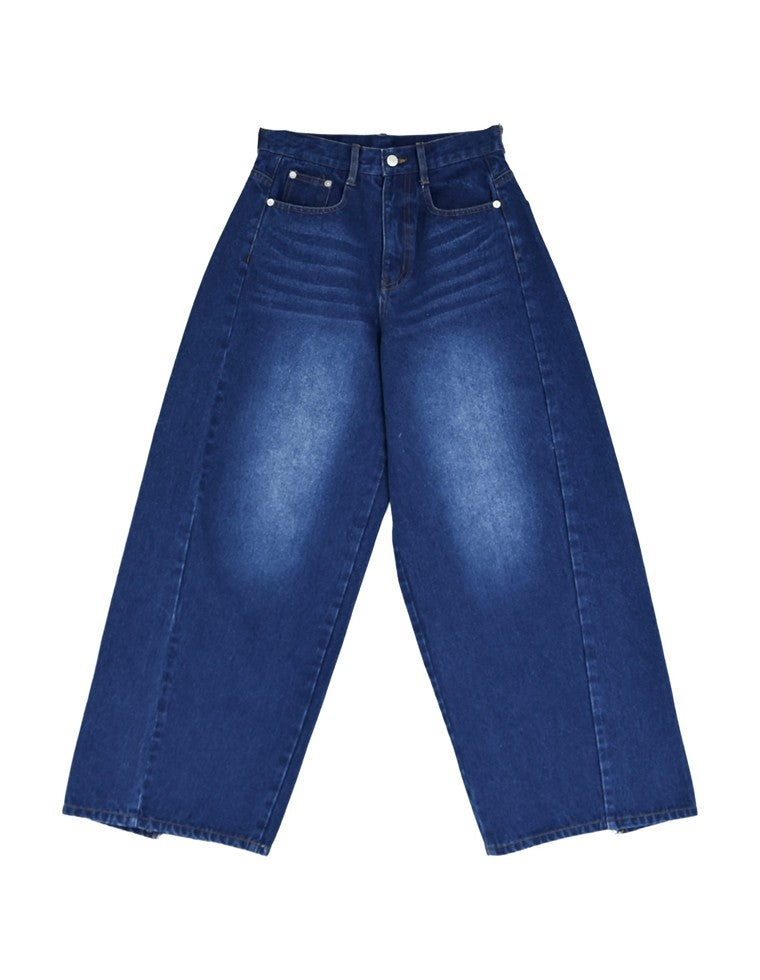 フリンジアシンメトリーワイドデニムパンツ