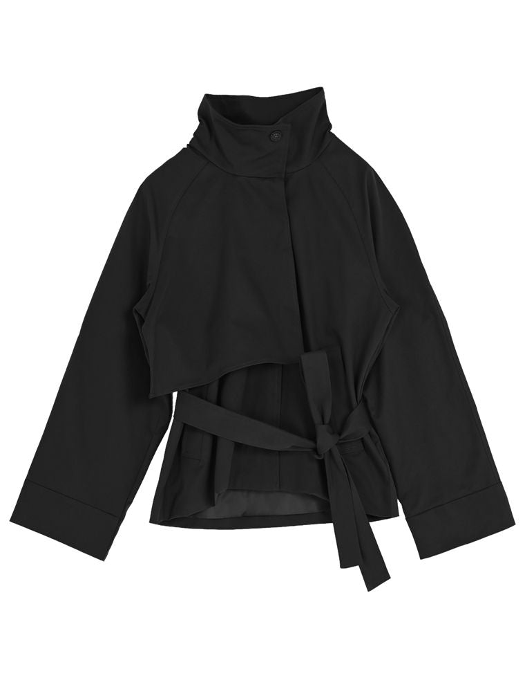 スタンドカラーミドル丈トレンチコート