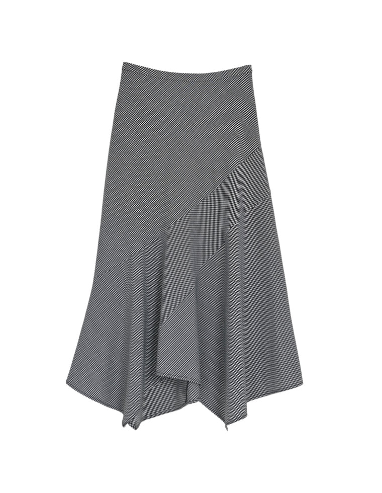 ギンガムアシンメトリーヘムスカート