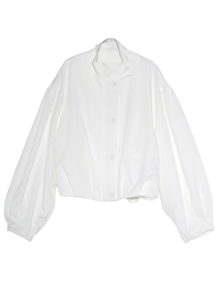 無地orフロッキードットバルーンブルゾン