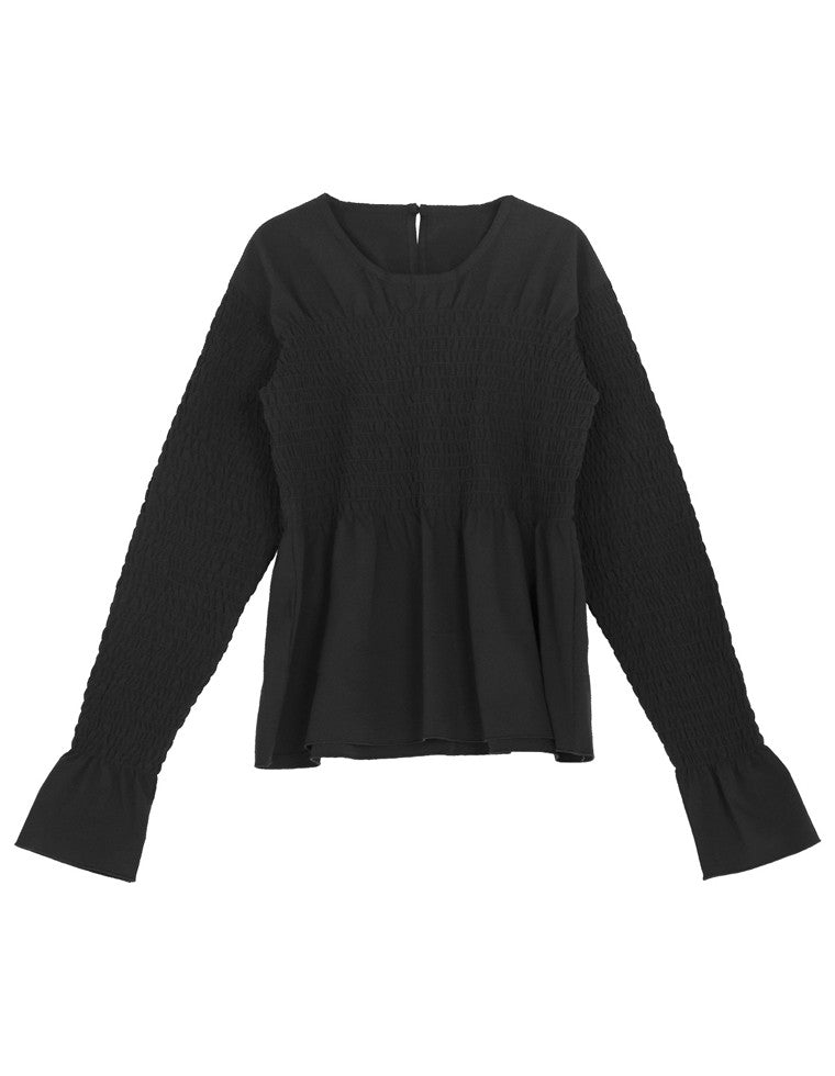 ギンガムチェックシャーリングブラウス