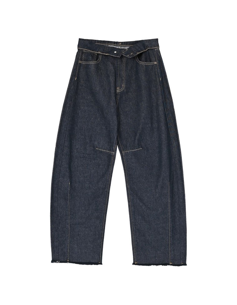 ウエスト折り返しカーブデニム