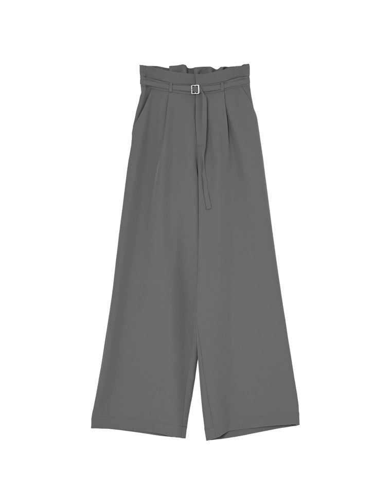 ツイル細ベルト付ハイウエストワイドパンツ