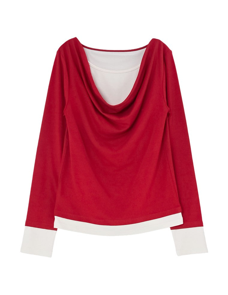 レイヤード風ドレープトップス