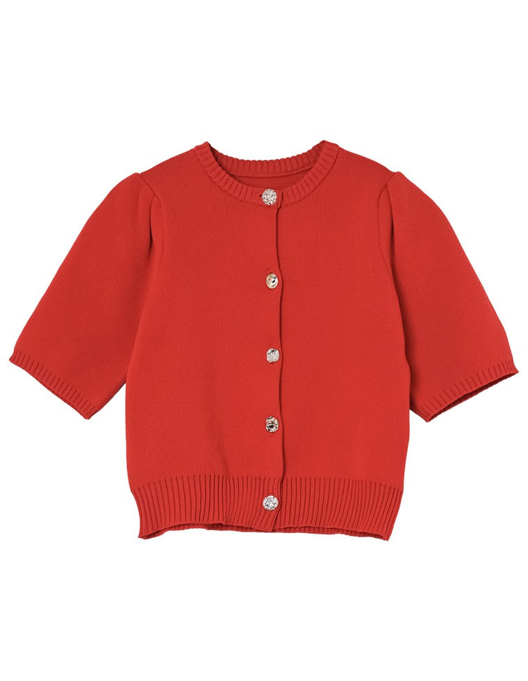 スポンジニットハーフスリーブカーディガン