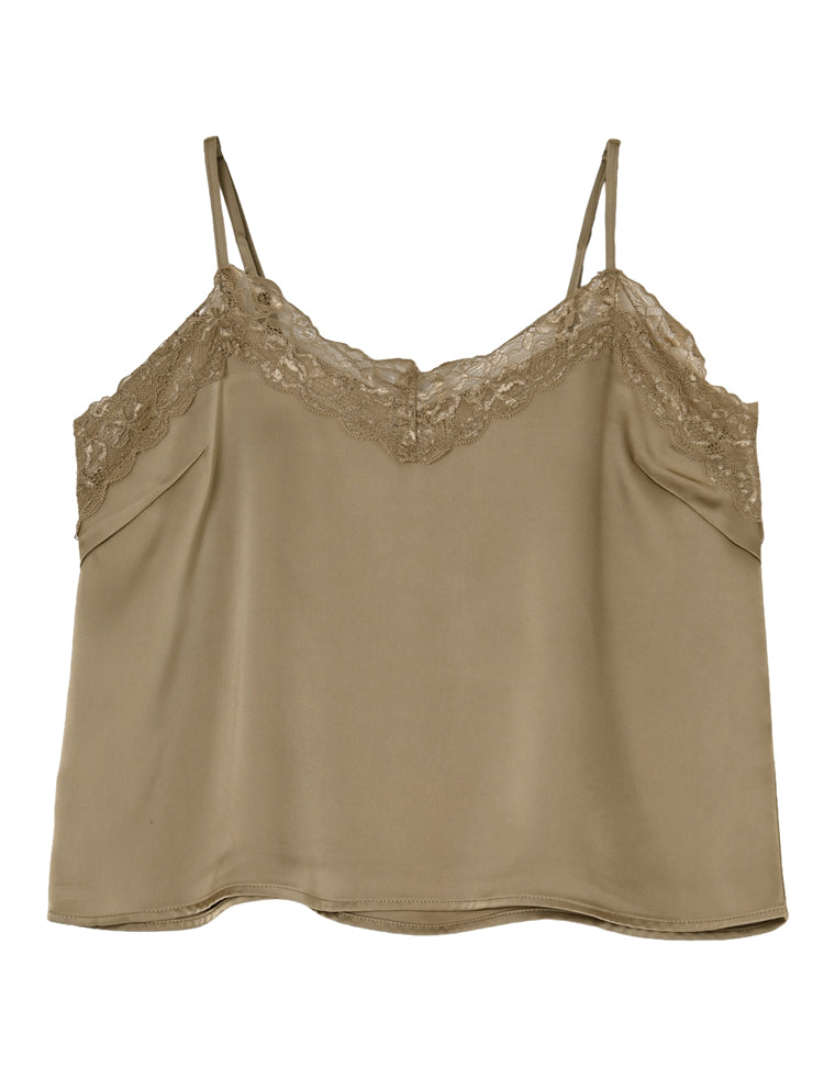 サテンレースVネックキャミソール
