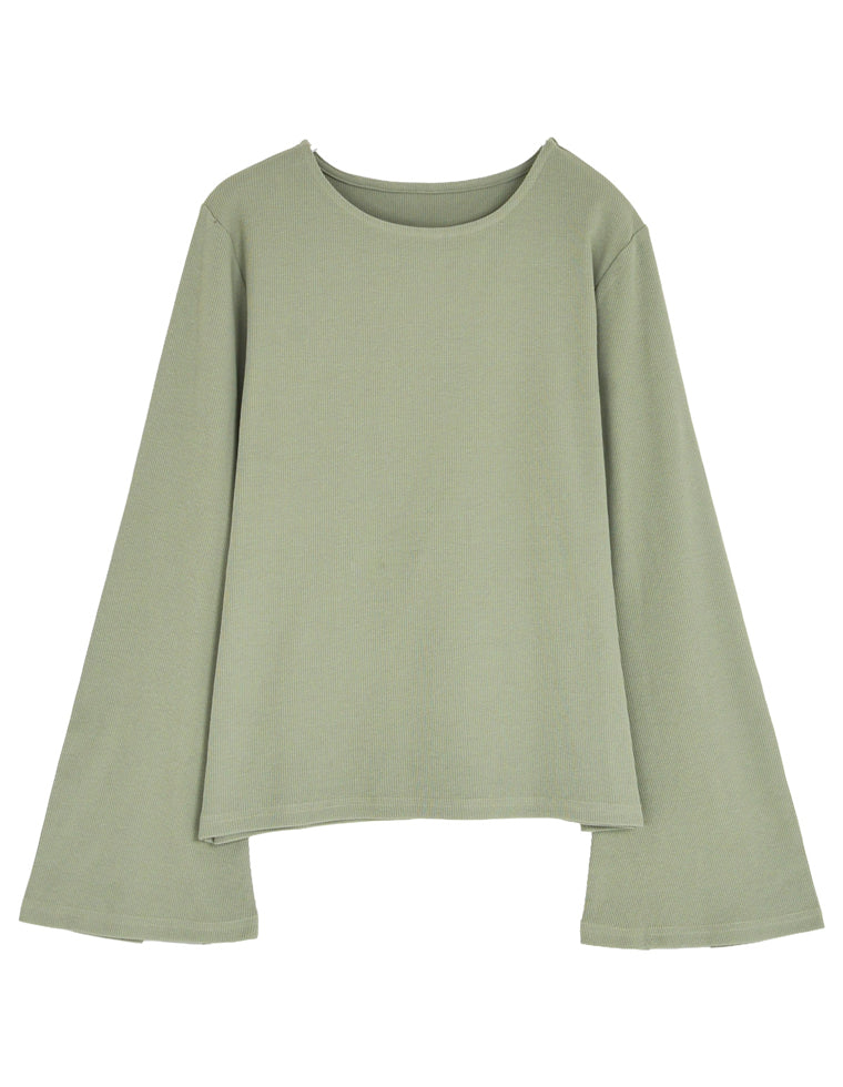 フレアスリーブリブカットソートップス