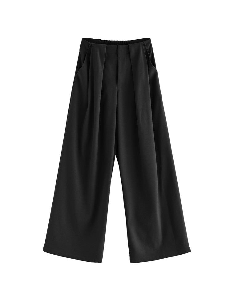 タックベルトループデザインワイドパンツ