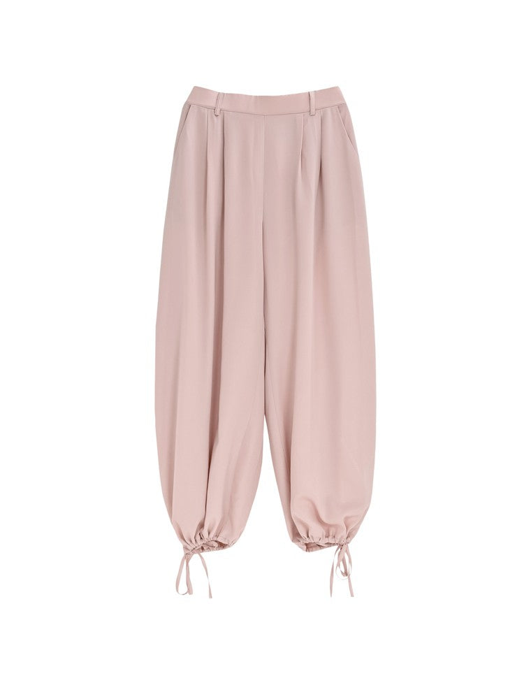 サテン裾ドロストバルーンワイドパンツ