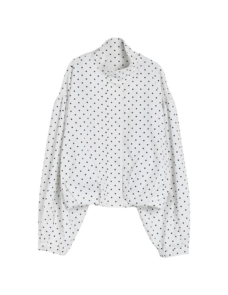 フロッキードット裾タックバルーンブルゾン