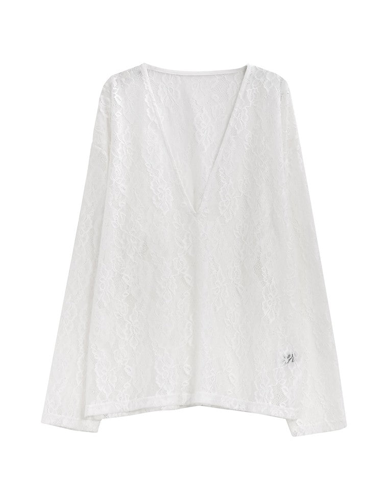 レースシアーVネックチュニック
