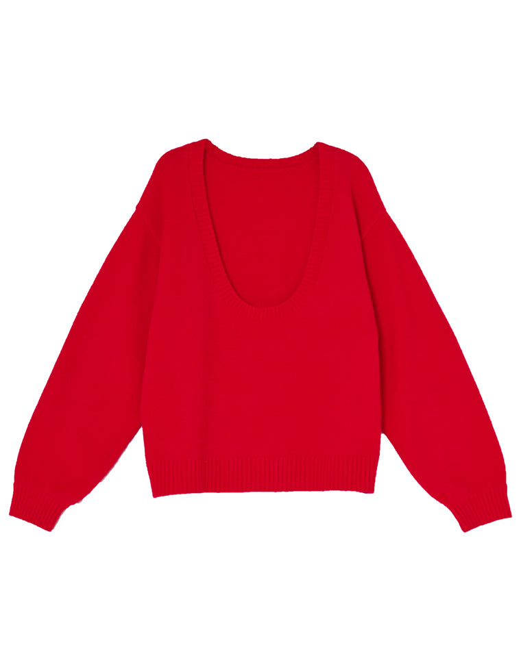 アルパカタッチ深Uネックトップス