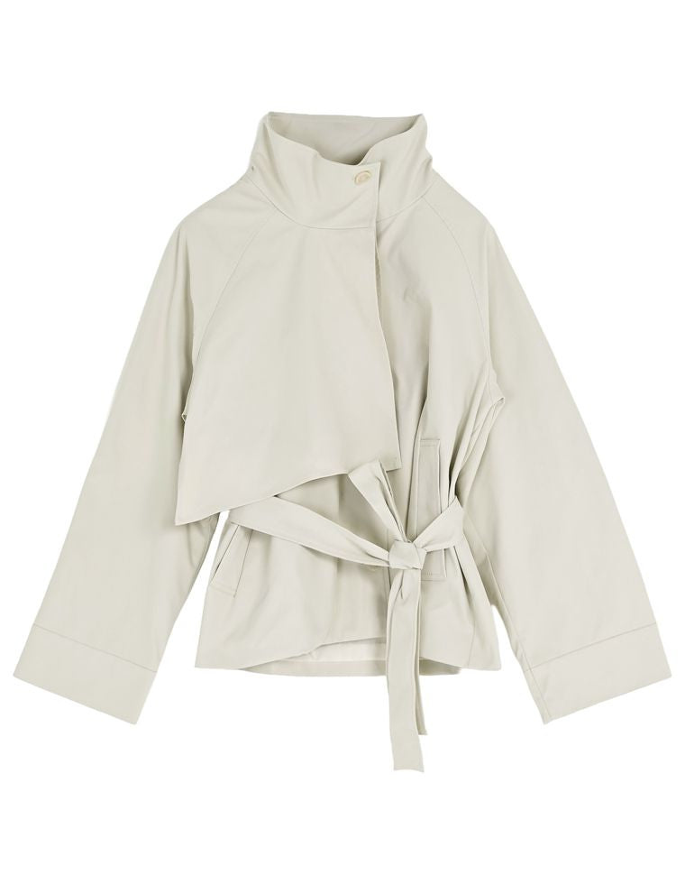 スタンドカラーミドル丈トレンチコート