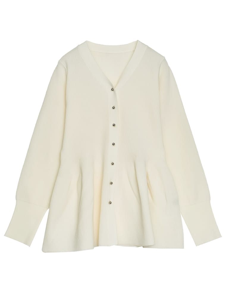 スポンジニットペプラムカーディガン