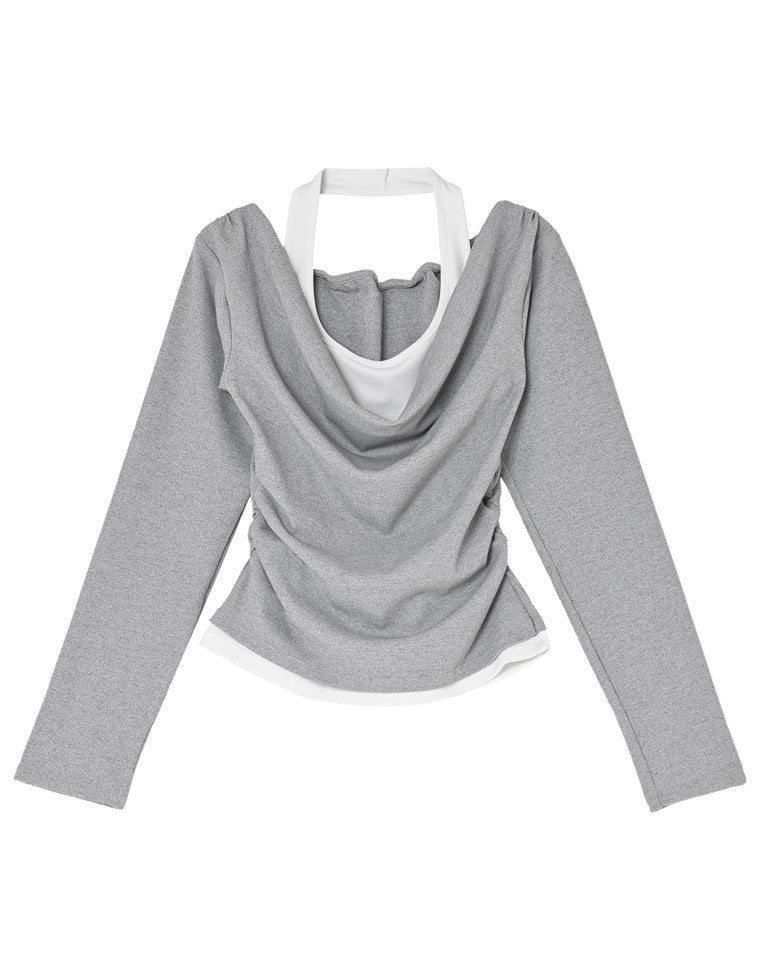 ホルタードッキングオフショル長袖トップス