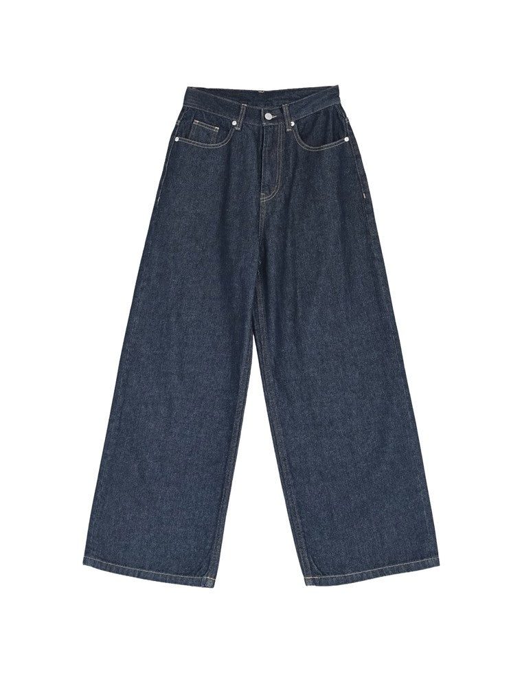 コットンデニムバックルデザインパンツ