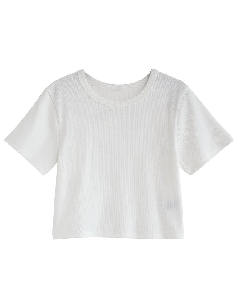 テレコリブクロップド半袖Tシャツ