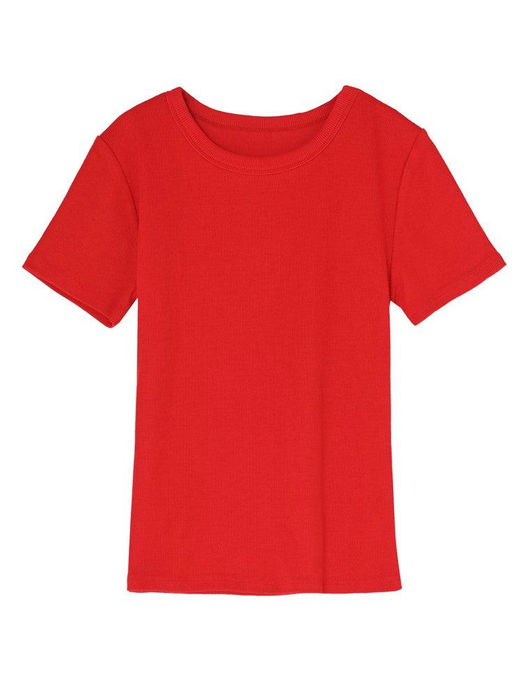 テレコリブクルーネック半袖Tシャツ