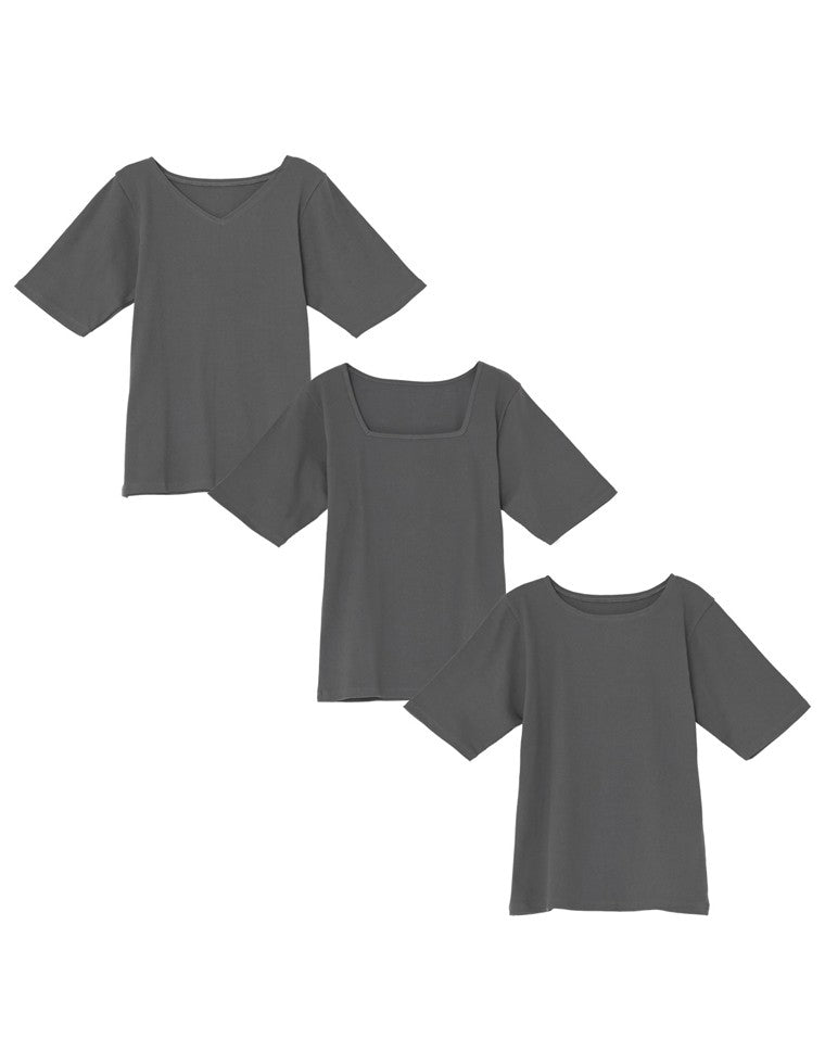 選べるネックリブカットソー半袖Tシャツ