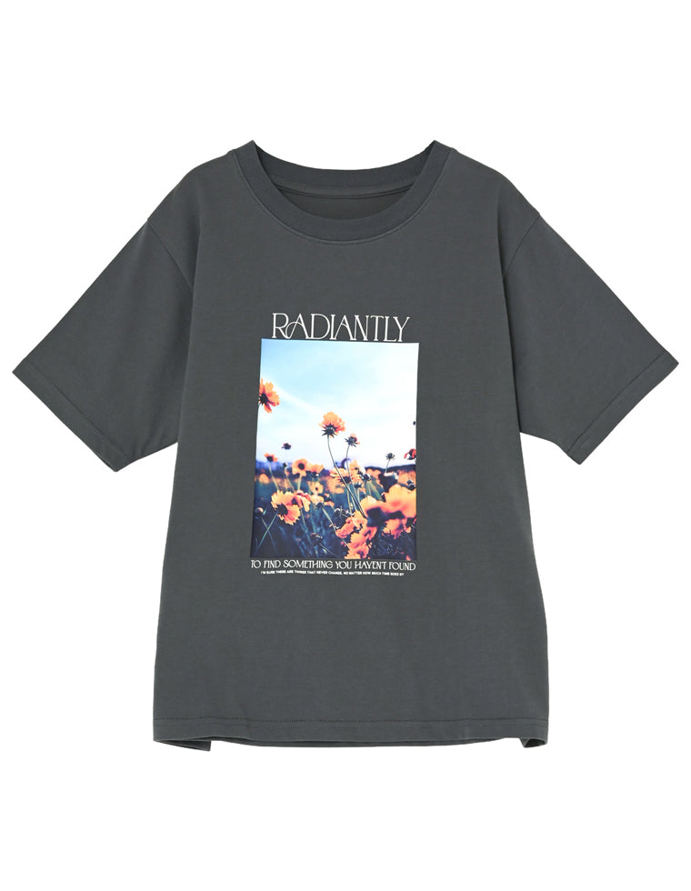 フラワーフォトプリントTシャツ