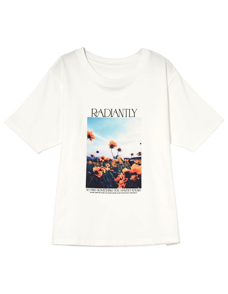 フラワーフォトプリントTシャツ