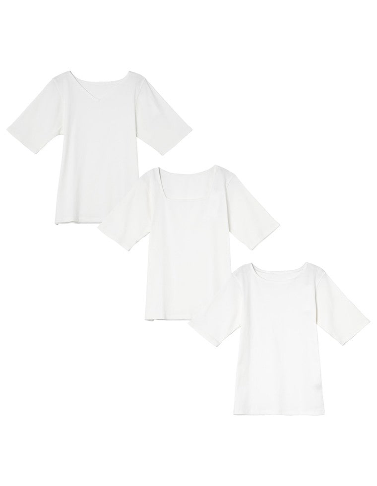 選べるネックリブカットソー半袖Tシャツ