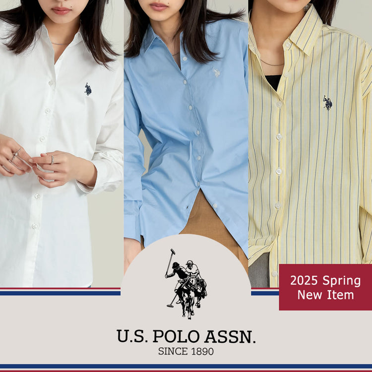 U.S. POLO ASSN. リボン付き白シャツ 哀しい Fサイズ
