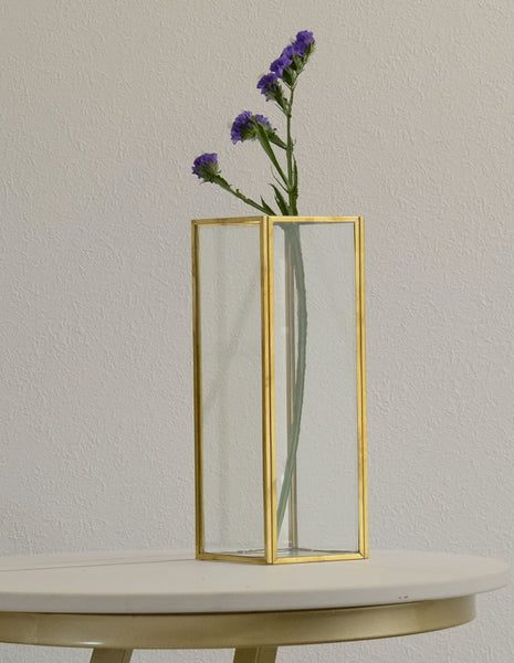 ゴールドフレーム細スクエアフラワーベース - インテリア小物通販